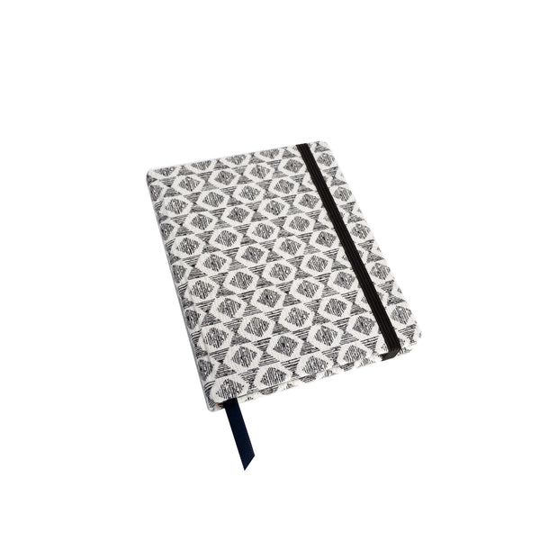 Black and white patterned hardcover, handmade notebook from Catalina Sanchez