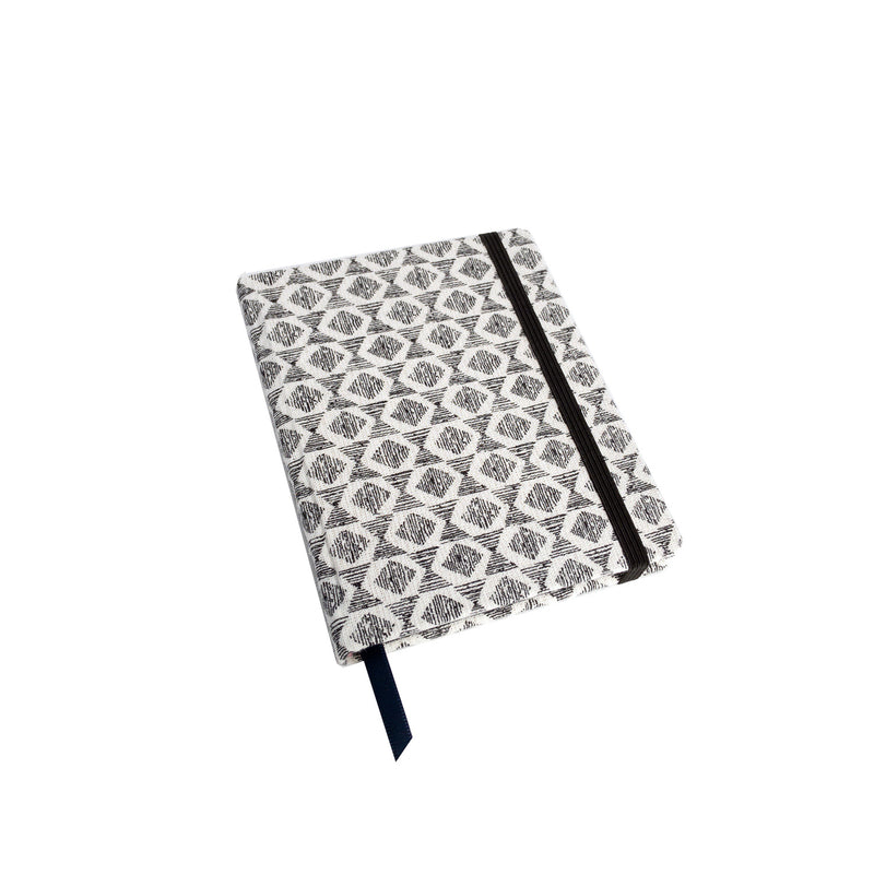 Black and white patterned hardcover, handmade notebook from Catalina Sanchez
